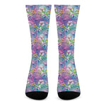 Tropical Flamingo And Hibiscus Print Crew Socks