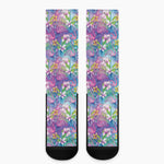 Tropical Flamingo And Hibiscus Print Crew Socks