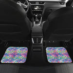 Tropical Flamingo And Hibiscus Print Front and Back Car Floor Mats