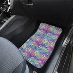 Tropical Flamingo And Hibiscus Print Front and Back Car Floor Mats