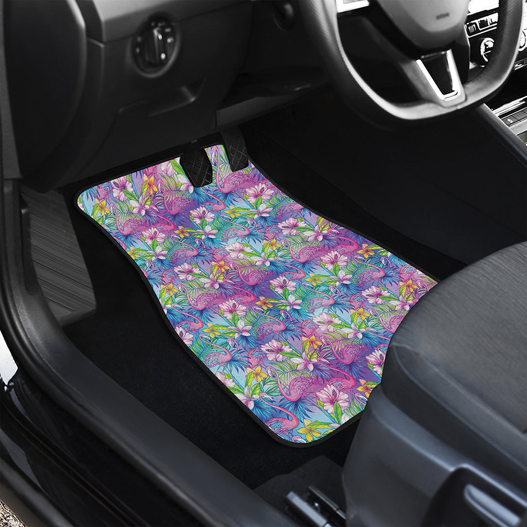 Tropical Flamingo And Hibiscus Print Front Car Floor Mats