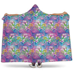 Tropical Flamingo And Hibiscus Print Hooded Blanket