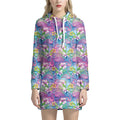 Tropical Flamingo And Hibiscus Print Pullover Hoodie Dress