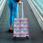 Tropical Flamingo And Hibiscus Print Luggage Cover