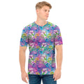 Tropical Flamingo And Hibiscus Print Men's T-Shirt