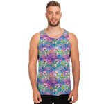 Tropical Flamingo And Hibiscus Print Men's Tank Top