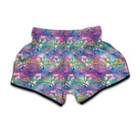 Tropical Flamingo And Hibiscus Print Muay Thai Boxing Shorts