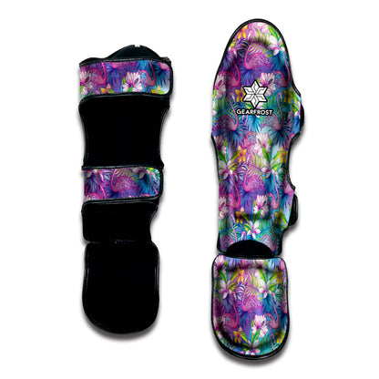 Tropical Flamingo And Hibiscus Print Muay Thai Shin Guard