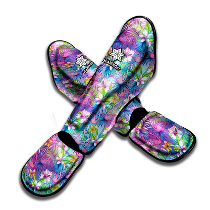 Tropical Flamingo And Hibiscus Print Muay Thai Shin Guard