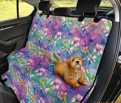 Tropical Flamingo And Hibiscus Print Pet Car Back Seat Cover