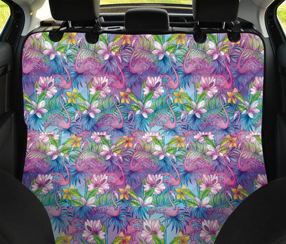 Tropical Flamingo And Hibiscus Print Pet Car Back Seat Cover