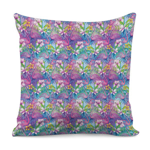 Tropical Flamingo And Hibiscus Print Pillow Cover