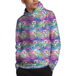 Tropical Flamingo And Hibiscus Print Pullover Hoodie