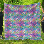 Tropical Flamingo And Hibiscus Print Quilt