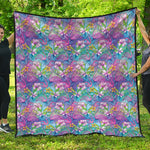 Tropical Flamingo And Hibiscus Print Quilt