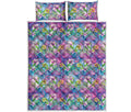 Tropical Flamingo And Hibiscus Print Quilt Bed Set