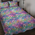 Tropical Flamingo And Hibiscus Print Quilt Bed Set