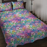 Tropical Flamingo And Hibiscus Print Quilt Bed Set