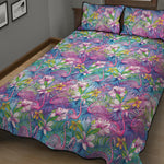 Tropical Flamingo And Hibiscus Print Quilt Bed Set