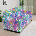 Tropical Flamingo And Hibiscus Print Sofa Cover