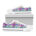 Tropical Flamingo And Hibiscus Print White Low Top Sneakers