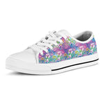 Tropical Flamingo And Hibiscus Print White Low Top Shoes