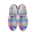 Tropical Flamingo And Hibiscus Print White Slip On Shoes