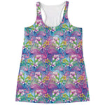 Tropical Flamingo And Hibiscus Print Women's Racerback Tank Top