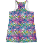 Tropical Flamingo And Hibiscus Print Women's Racerback Tank Top