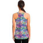 Tropical Flamingo And Hibiscus Print Women's Racerback Tank Top