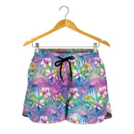 Tropical Flamingo And Hibiscus Print Women's Shorts