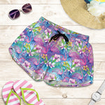 Tropical Flamingo And Hibiscus Print Women's Shorts