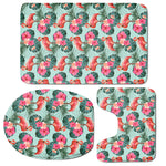 Tropical Floral Flamingo Pattern Print 3 Piece Bath Mat Set