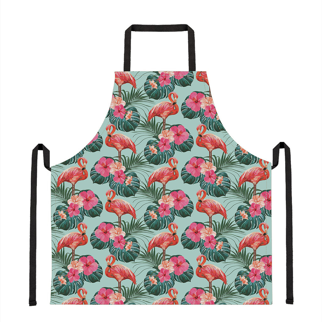 Tropical Floral Flamingo Pattern Print Apron