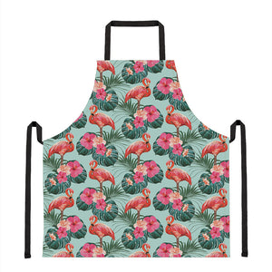 Tropical Floral Flamingo Pattern Print Apron