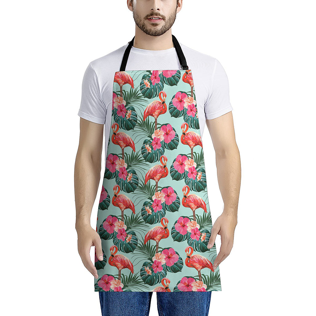 Tropical Floral Flamingo Pattern Print Apron