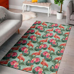 Tropical Floral Flamingo Pattern Print Area Rug