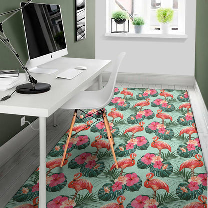Tropical Floral Flamingo Pattern Print Area Rug