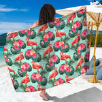 Tropical Floral Flamingo Pattern Print Beach Sarong Wrap
