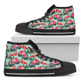 Tropical Floral Flamingo Pattern Print Black High Top Sneakers