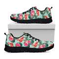 Tropical Floral Flamingo Pattern Print Black Running Shoes