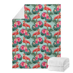 Tropical Floral Flamingo Pattern Print Blanket