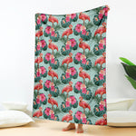 Tropical Floral Flamingo Pattern Print Blanket