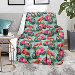 Tropical Floral Flamingo Pattern Print Blanket