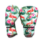 Tropical Floral Flamingo Pattern Print Boxing Gloves