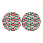 Tropical Floral Flamingo Pattern Print Car Coasters
