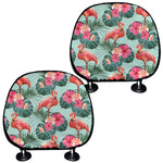Tropical Floral Flamingo Pattern Print Car Headrest Covers