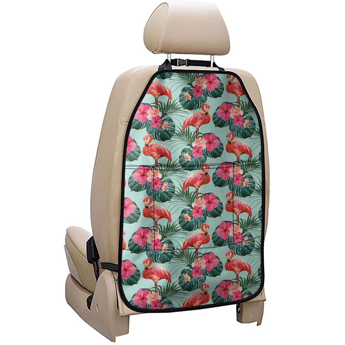 Tropical Floral Flamingo Pattern Print Car Seat Organizers