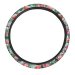 Tropical Floral Flamingo Pattern Print Car Steering Wheel Cover