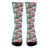 Tropical Floral Flamingo Pattern Print Crew Socks